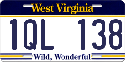 WV license plate 1QL138