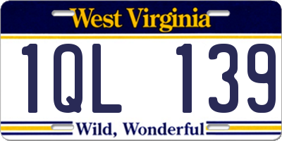 WV license plate 1QL139