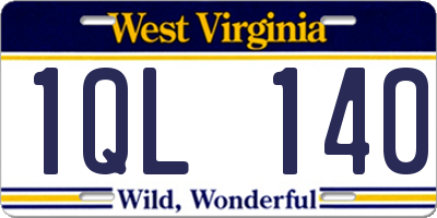 WV license plate 1QL140