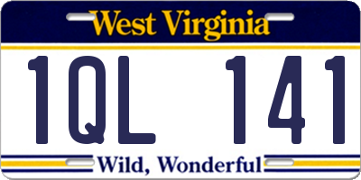 WV license plate 1QL141