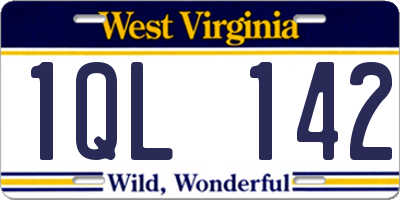 WV license plate 1QL142