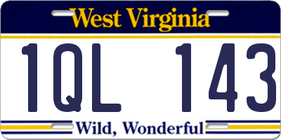 WV license plate 1QL143