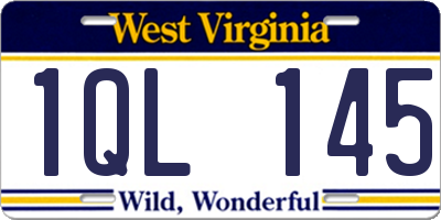 WV license plate 1QL145