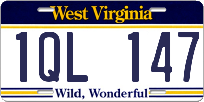 WV license plate 1QL147