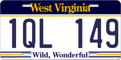 WV license plate 1QL149