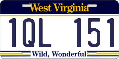 WV license plate 1QL151