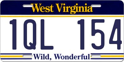 WV license plate 1QL154