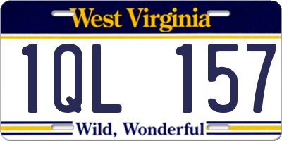 WV license plate 1QL157