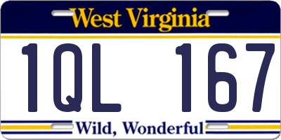WV license plate 1QL167