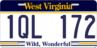 WV license plate 1QL172