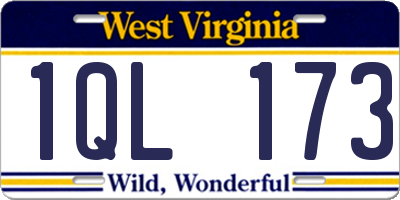 WV license plate 1QL173