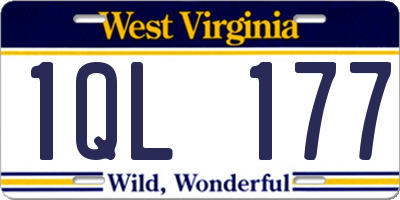 WV license plate 1QL177