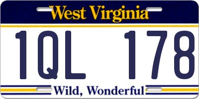 WV license plate 1QL178