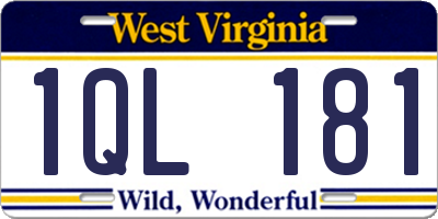 WV license plate 1QL181