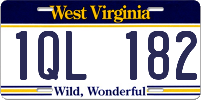WV license plate 1QL182
