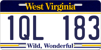 WV license plate 1QL183