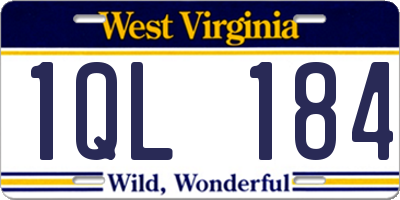 WV license plate 1QL184