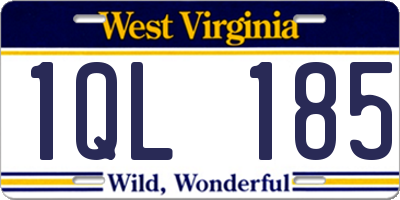 WV license plate 1QL185