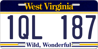 WV license plate 1QL187