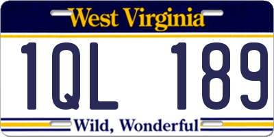 WV license plate 1QL189