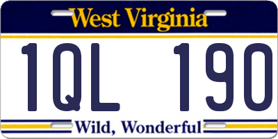 WV license plate 1QL190