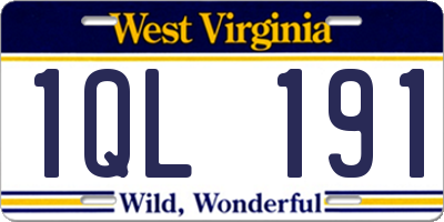 WV license plate 1QL191