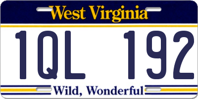 WV license plate 1QL192