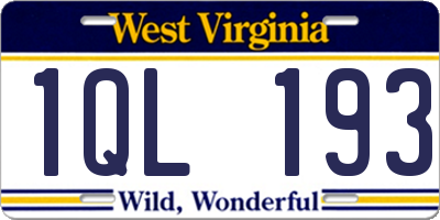 WV license plate 1QL193