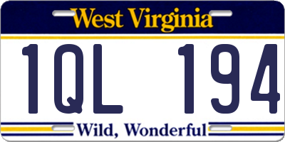 WV license plate 1QL194