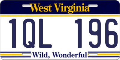 WV license plate 1QL196