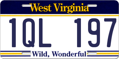 WV license plate 1QL197