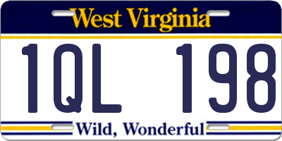 WV license plate 1QL198