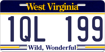 WV license plate 1QL199