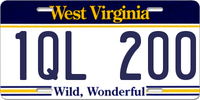 WV license plate 1QL200