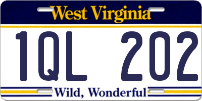 WV license plate 1QL202