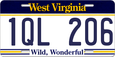 WV license plate 1QL206