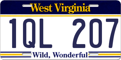 WV license plate 1QL207