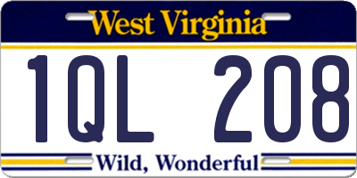 WV license plate 1QL208