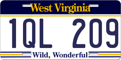 WV license plate 1QL209