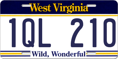 WV license plate 1QL210