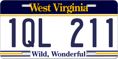 WV license plate 1QL211