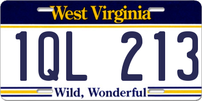 WV license plate 1QL213