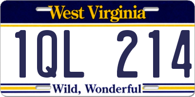 WV license plate 1QL214