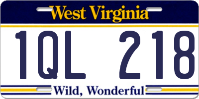 WV license plate 1QL218