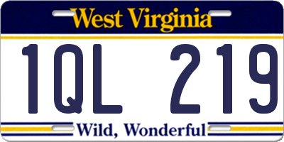 WV license plate 1QL219