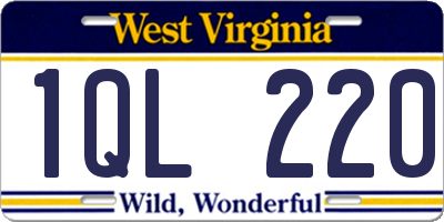 WV license plate 1QL220
