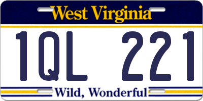 WV license plate 1QL221
