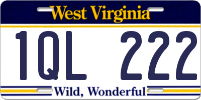 WV license plate 1QL222