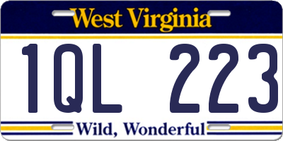 WV license plate 1QL223