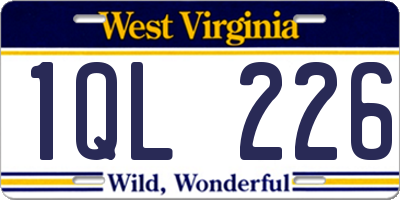 WV license plate 1QL226